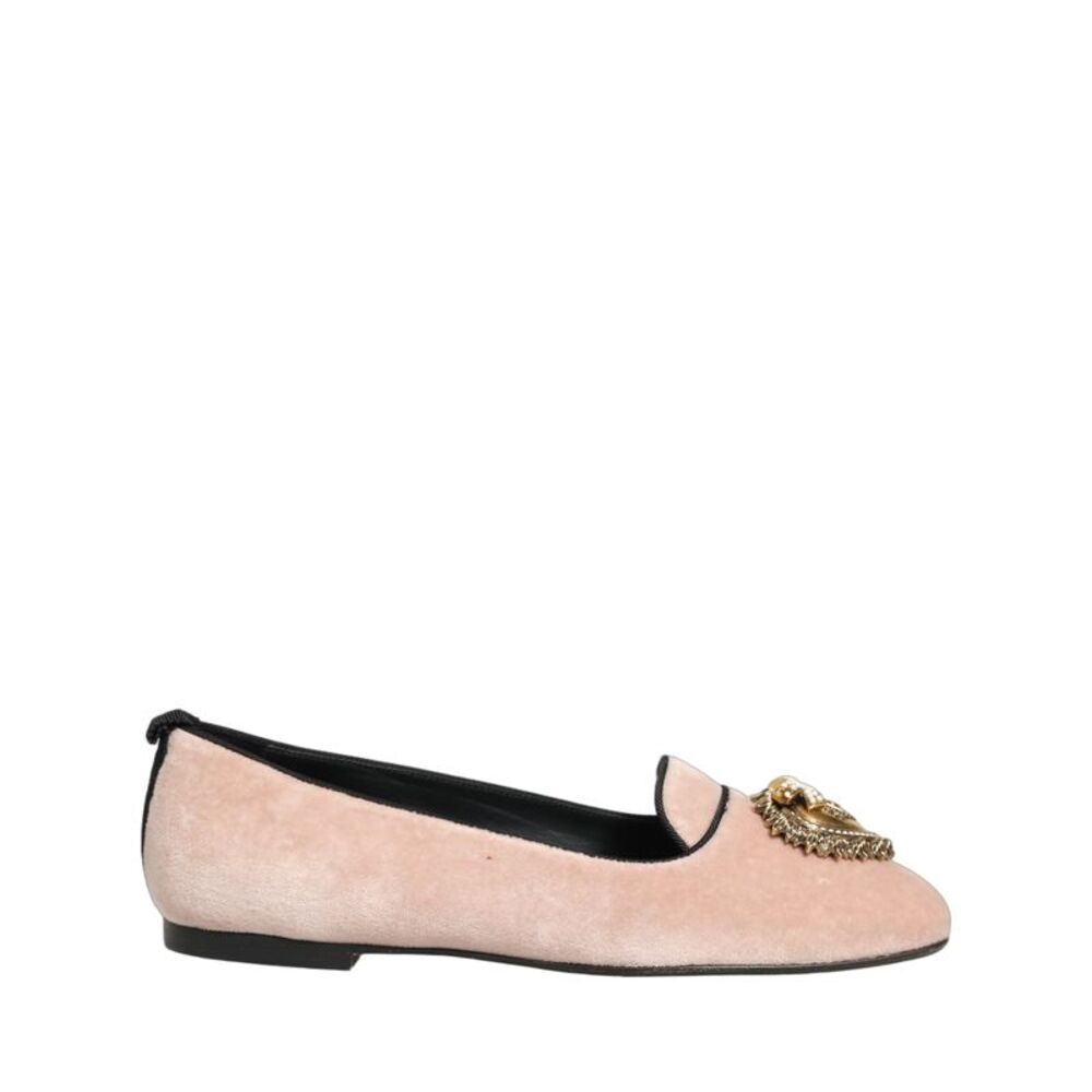 Dolce & Gabbana Pink Velvet Devotion Loafers Flats Women's Shoes